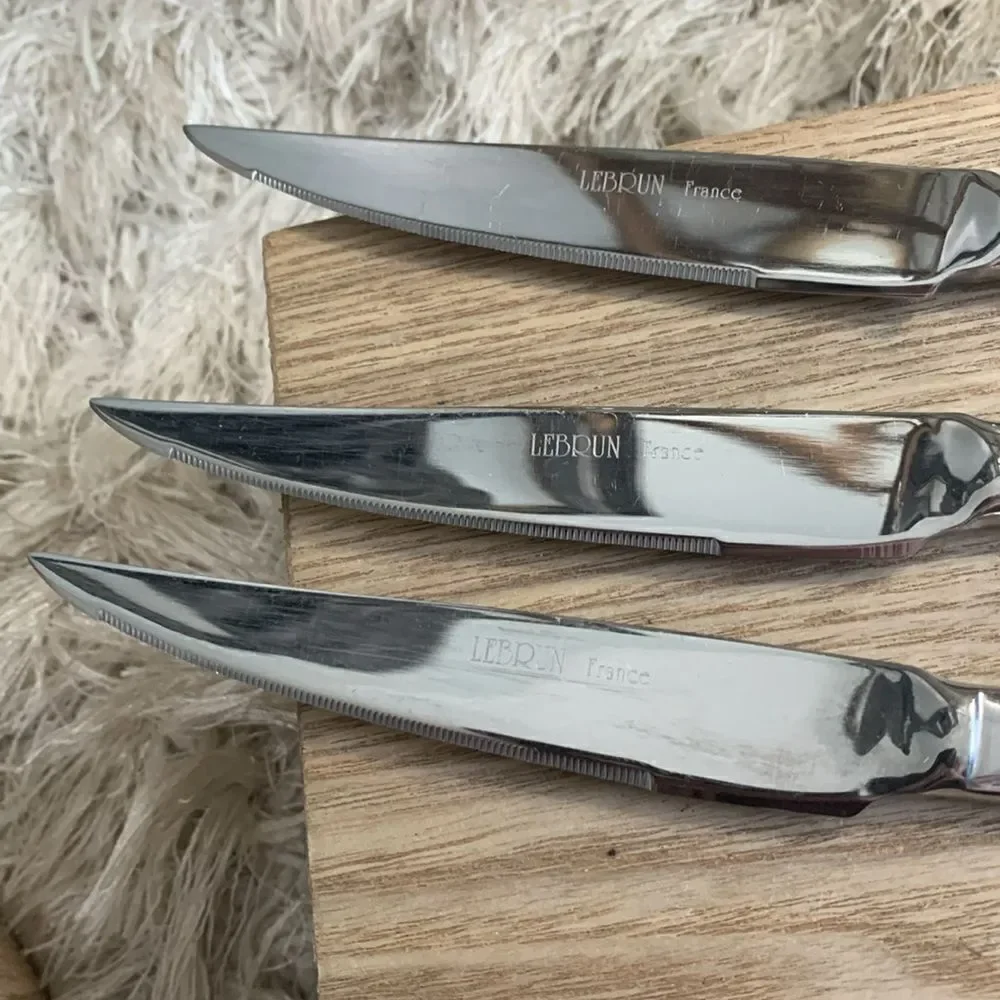 LeBrun‎ France Fiddle Oar Stainless Steel Set of 5 Steak Knives